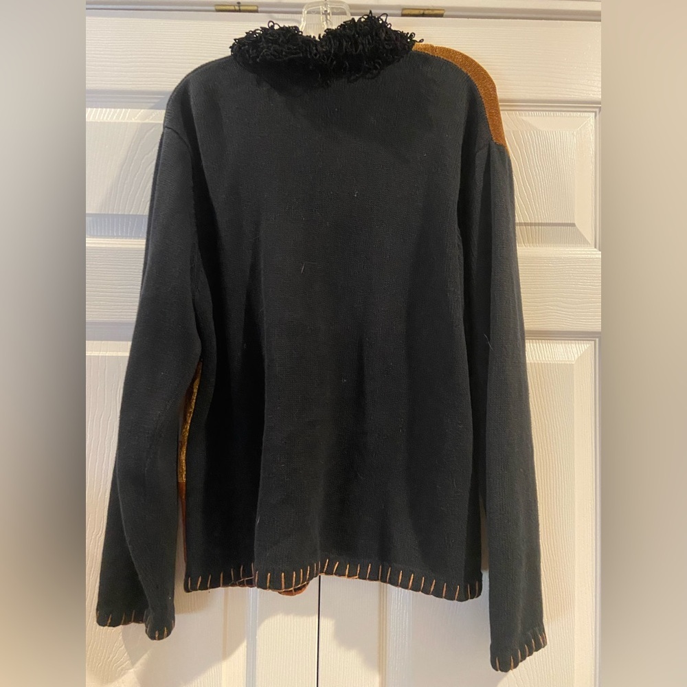 Lisa International Vintage Cardigan Sweater Elephant Giraffe Fall Leaves Size L - Picture 5 of 5